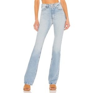 SPRWMN Women's High Rise Micro Flare Jeans Light Wash Blue Size 27 NWT